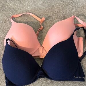 Laura Ashley Pink and Navy T-Shirt Bra Duo